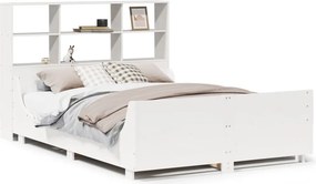 vidaXL fehér tömör fa könyvespolcos ágy matrac nélkül 120 x 190 cm