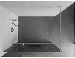 Mexen Kioto, zuhanyparaván polccal és törölközőtartóval 120 x 200 cm, 8 mm-es üveg bordás mintával, króm profil, 800-120-121-01-09