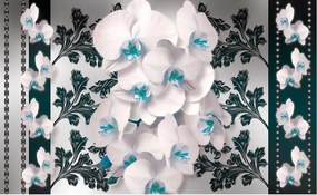 Fotótapéta Orchideák fehér-kék elegancia és frissesség 416x254 +ragasztó