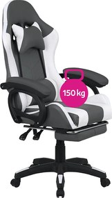 Irodai/gamer szék RGB LED világítással, fekete/fehér, JOVELA