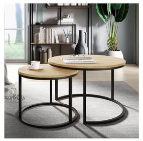 KÉSZLET 2x Kávésasztal RABEN fekete/arany tölgy