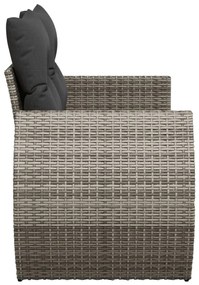 2 személyes szürke polyrattan kerti kanapé párnával