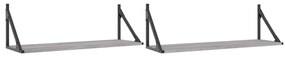 2 db szürke sonoma színű szerelt fa fali polc 80 x 25 x 25,5 cm