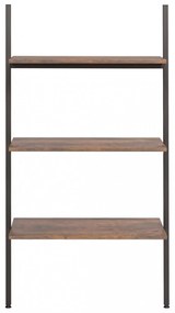 3 szintes sötétbarna és fekete létrapolc 64 x 34 x 116 cm