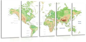 5-részes kép térkép fehér háttéren - 200x100