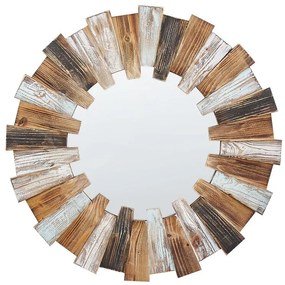 Világos faszínű kerek falitükör ⌀ 66 cm ECATEPEC Beliani