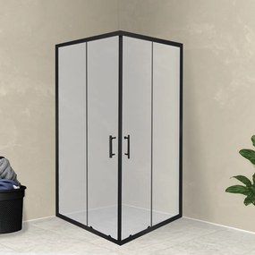 Spirit Clear 80x80x180 cm-es szögletes zuhanykabin, zuhanytálca nélkül fekete