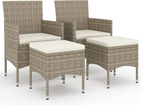 vidaXL 4 részes bézs kerti polyrattan szék- és zsámolyszett