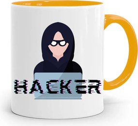 Sárga Bögre Informatika Programozó Hacker Ajándék fényképes nyomtatással