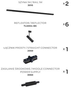 Zuma Line 3026 - Spotlámpa sínrendszerrel LISA 6xGU10/35W/230V fekete