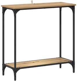 Konzolasztal polcokkal kézműves tölgy 75 x 30.5 x 75 cm Faanyag
