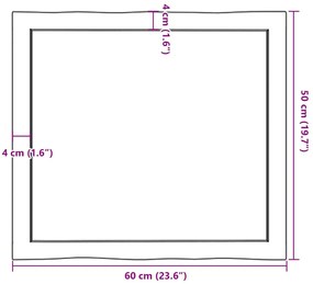 sötétbarna kezelt tömör asztallap 60x50x(2-4) cm