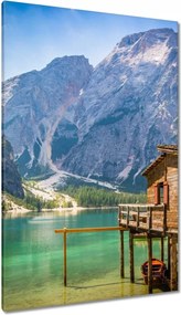 Vászonkép 80x120 Fa házikó a hegyekben