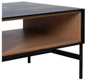 Fekete-natúr színű dohányzóasztal kőrisfa dekorral 60x124 cm Orleans – Ixia