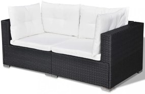 vidaXL 5 részes fekete polyrattan kerti ülőgarnitúra párnákkal