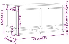 barna tölgy színű szerelt fa tárolóláda fedéllel 100x40x51,5 cm