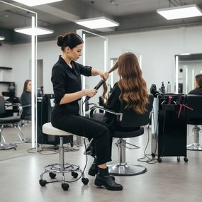 VASHOME Szépségszalonbeli szék, Fodrász szék kerekekkel, fehér