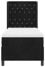 Boxspring ágy matraccal és LED világítással Fekete 80x200 cm Bársony