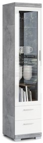 Mazzoni SIMPLE KWD1SZ2 vitrines szekrény Millenium Beton/Fehér Fényes - KÖNYVESPOLC VITRINES SZEKRÉNY NAPPALIBA ÜVEG