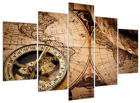 Egy régi térkép és kompasz (150x105 cm)