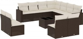 vidaXL 12 részes barna polyrattan kerti ülőgarnitúra párnákkal