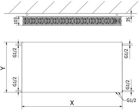 Mexen CVF22, lapos radiátor 400 x 1800 mm, alsó csatlakozás, 2049 W, fekete, W622F-040-180-70