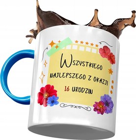 Kék Bögre Születésnapra 16 16. 16. Nyomtatott Fotóval