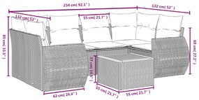 7 részes szürke polyrattan kerti ülőgarnitúra párnákkal