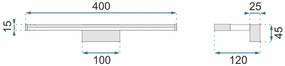 Szerszámlámpa, LED fürdőszobai lámpa tükör felett 8W 40CM APP368-1W, króm, OSW-08434