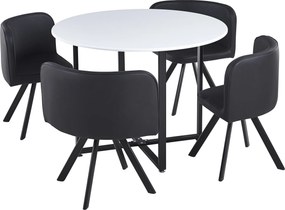 Étkező szett 1+4, fehér/fekete, BEVAN NEW