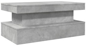 betonszürke dohányzóasztal LED-lámpákkal 90x50x40 cm