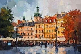 Vászonkép Canvas Város Varsó Óváros Tér Bérházak 120x80