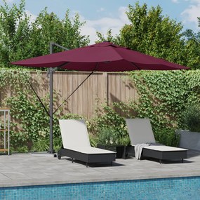 Konzolos Roma Napernyő LED-del Bordeaux Piros 352x251x265 cm Alumínium