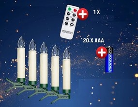 Monzana CANDLE gyertyák karácsonyfára, 20db, 10,5cm, meleg fehér