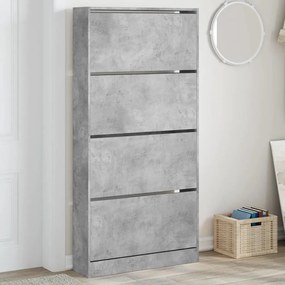 betonszürke cipőszekrény 4 kihajtható fiókkal 80x21x163,5 cm
