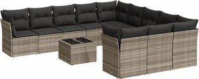 vidaXL 12 részes világosszürke polyrattan kerti ülőgarnitúra párnával
