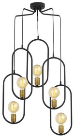 Jupiter 1819 - PI5 E27 - Csillár zsinóron PONTI 5xE14/40W/230V fekete