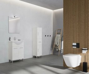 Rubino 55cm-es két ajtós fürdőszobaszekrény fehér tölgy + mosdó