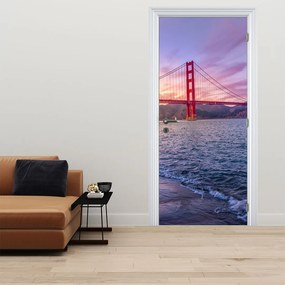 Fotótapéta ajtóra - Híd naplementével (95x205cm)