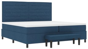 Box Spring Ágy Matraccal és Pad Kék 200x200 cm Szövet