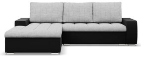 Toronto sarokkanapé, 2 ágyneműtartóval, fonott + műbőr, baloldali, szürke - fekete