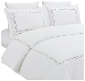 Fehér hatrészes egyszemélyes pamut-szatén ágyneműhuzat lepedővel 140x200 cm Whispered Serenity – Mila Home Luxury