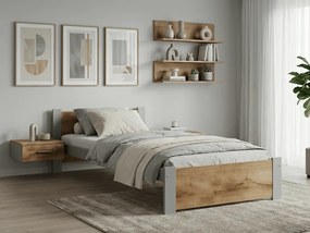 Ágy IKAROS 90 x 200 cm, tölgy artisan/szürke Ágyrács: Ágyrács nélkül, Matrac: Sommera 18 cm matrac