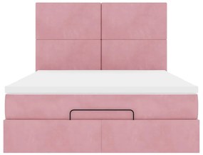 Ottomán ágykeret matracokkal rózsaszín 140x190cm bársony