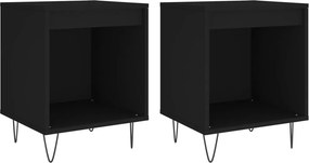 vidaXL 2 db fekete szerelt fa éjjeliszekrény 40 x 35 x 50 cm