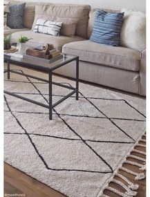 Krémszínű mosható kézi szövésű pamut szőnyeg 140x200 cm Bereber Beige – Lorena Canals