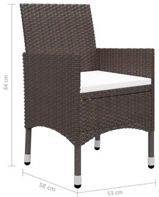 9 részes barna polyrattan és edzett üveg kerti étkezőszett