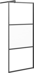 vidaXL fekete selyemmatt ESG üveg zuhanyfal 90x195 cm