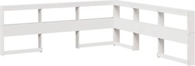 vidaXL Könyvespolc fejtámla L-alakú fehér 200 cm tömörfa fenyőfa