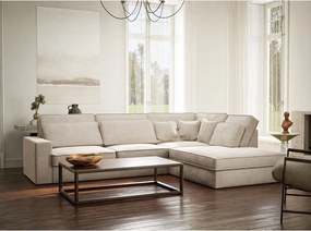 Krémszínű zsenília sarokkanapé (jobb oldali-L alakú) Kirou – Maison de Rêve